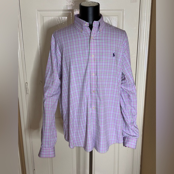 Ralph Lauren Shirt Mens XXL Pink Slim Fit Button Up Performance Pony - Picture 5 of 9